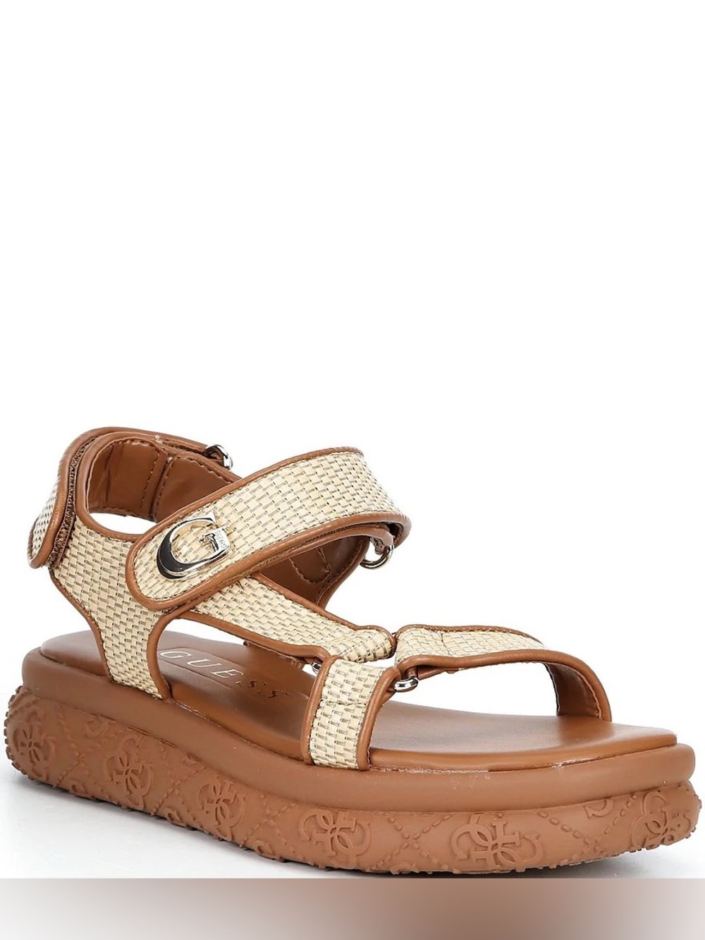 NEW Guess Tan and Cream Woven Platform Sandal